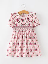 Fall Toddler Girls Vintage Smocked Floral Dress