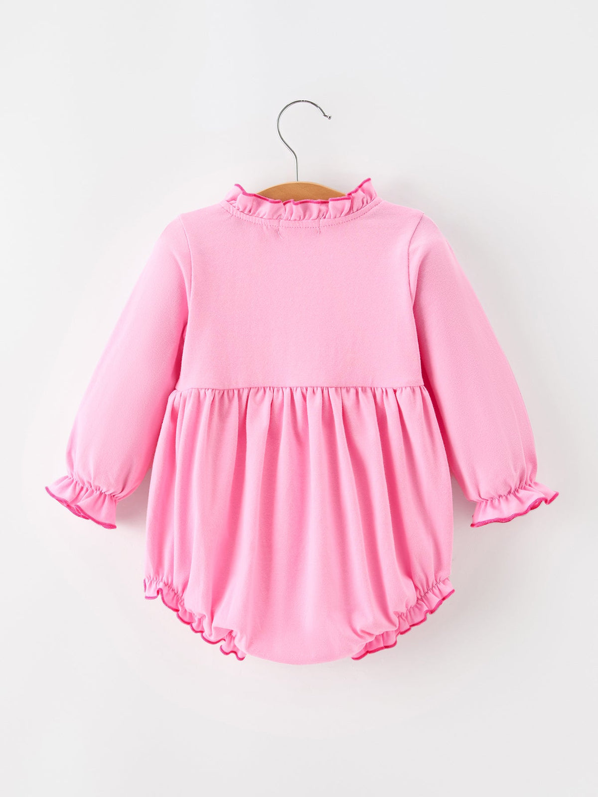 Baby Girls Christmas Santa Embroidered Ruffle Bubble Romper - Rylee Faith Designs - Flyclothing LLC