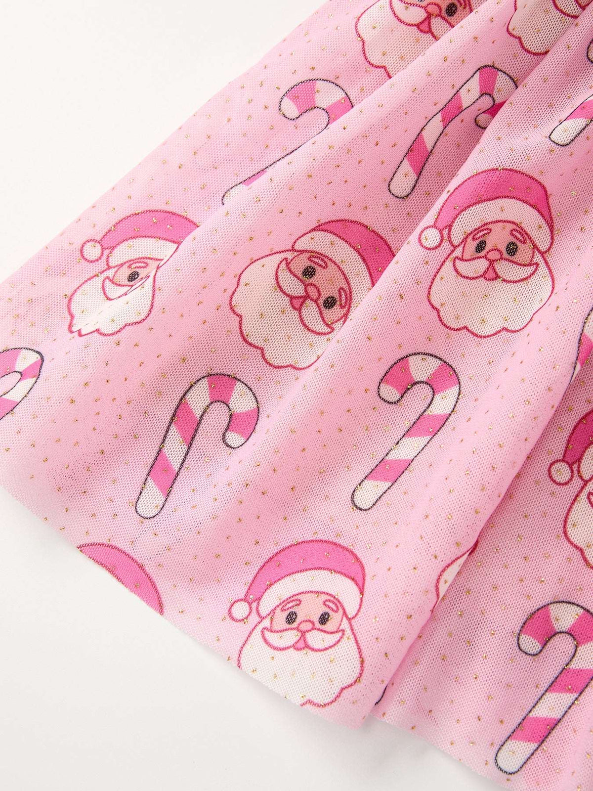 Girls Pink Christmas Santa Candy Cane Print Tutu Skirt - Rylee Faith Designs - Flyclothing LLC