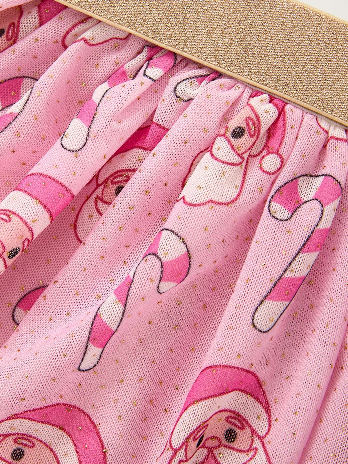 Girls Pink Christmas Santa Candy Cane Print Tutu Skirt - Rylee Faith Designs - Flyclothing LLC