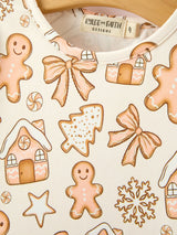 Christmas Gingerbread Cookie Girls Long Sleeve Twirl Dress