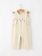 Goose Embroidered Beige Plaid Baby Boys Jonjon