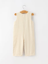 Goose Embroidered Beige Plaid Baby Boys Jonjon