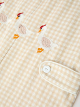 Goose Embroidered Beige Plaid Baby Boys Jonjon