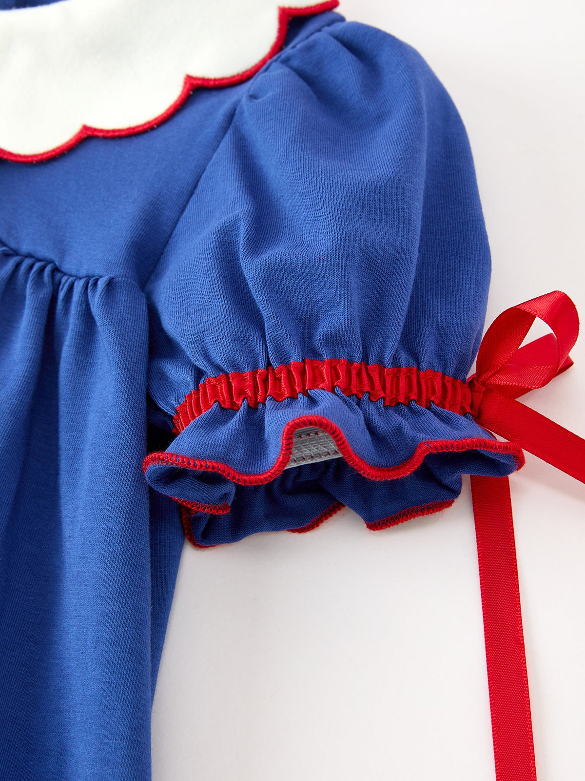 Christmas Santa Embroidery Blue Petal Collar Dress - Rylee Faith Designs - Flyclothing LLC