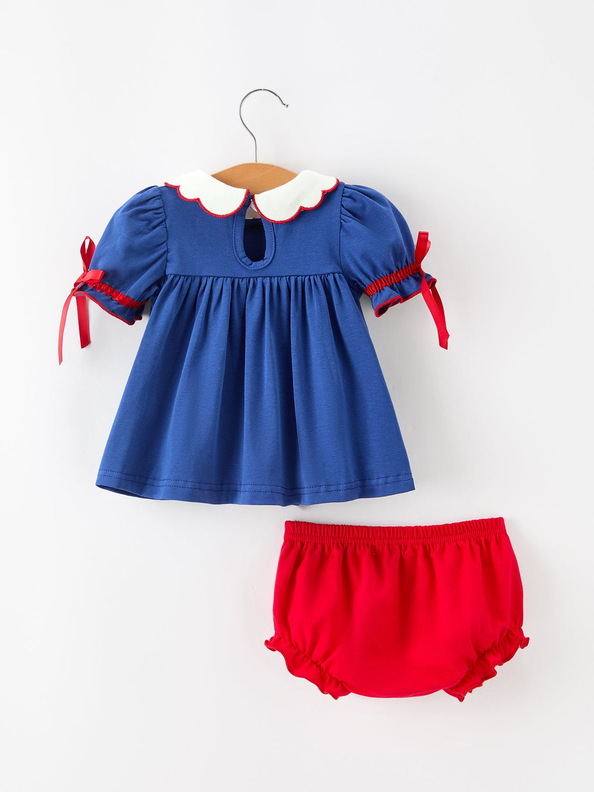 Christmas Santa Embroidery Girls Bloomer Set Peter Pan Collar - Rylee Faith Designs - Flyclothing LLC