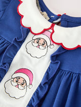Christmas Santa Embroidery Girls Bloomer Set Peter Pan Collar - Rylee Faith Designs - Flyclothing LLC