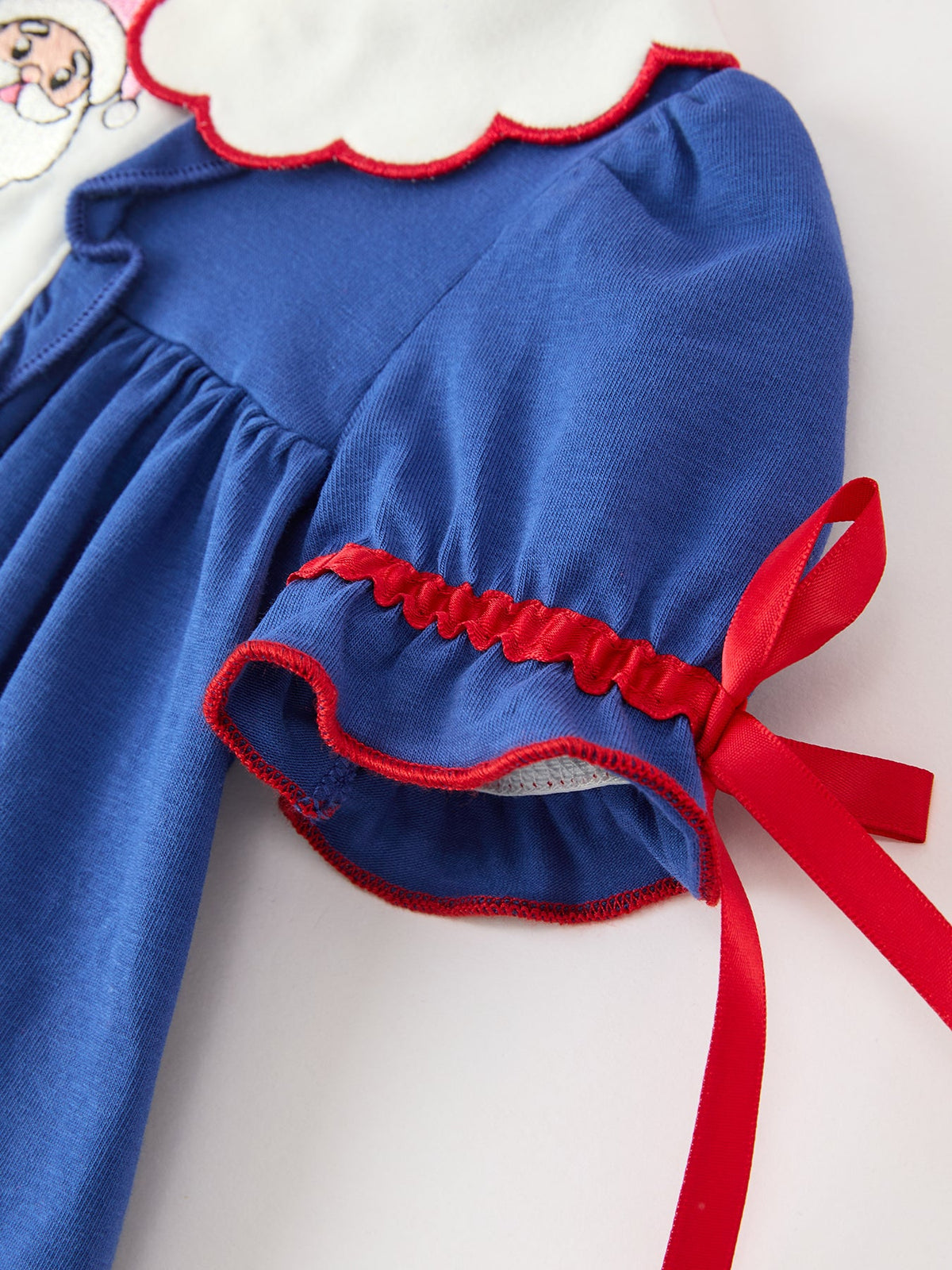 Christmas Santa Embroidery Girls Bloomer Set Peter Pan Collar - Rylee Faith Designs - Flyclothing LLC