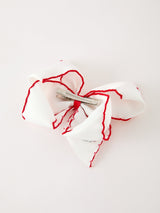 Girls' Christmas Santa Embroidered 6.25" Hair Bow – White/Pink - Rylee Faith Designs - Flyclothing LLC