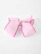 Girls' Christmas Santa Embroidered 6.25" Hair Bow – White/Pink - Rylee Faith Designs - Flyclothing LLC