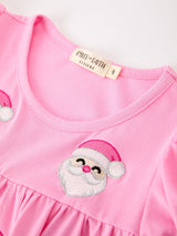 Christmas Santa Embroidery Girls Dress Ruffle Sleeve - Rylee Faith Designs - Flyclothing LLC