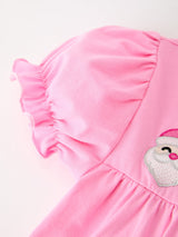 Christmas Santa Embroidery Girls Dress Ruffle Sleeve - Rylee Faith Designs - Flyclothing LLC