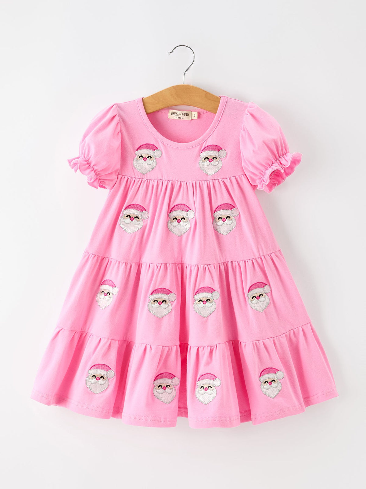 Christmas Santa Embroidery Girls Dress Ruffle Sleeve - Rylee Faith Designs - Flyclothing LLC