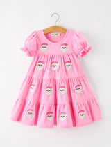 Christmas Santa Embroidery Girls Dress Ruffle Sleeve - Rylee Faith Designs - Flyclothing LLC
