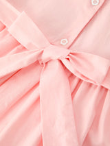 Fall Girls Pink Floral Embroidered Smocked Peter Pan Collar Dress