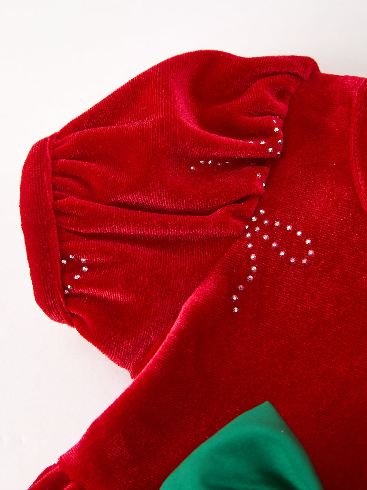 Baby Girls Christmas Red Velvet Rhinestone Bow Bubble Romper - Rylee Faith Designs - Flyclothing LLC
