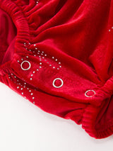 Baby Girls Christmas Red Velvet Rhinestone Bow Bubble Romper - Rylee Faith Designs - Flyclothing LLC