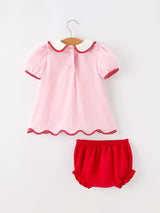 Christmas Girls Candy Cane Embroidered Top & Red Bloomer Set - Rylee Faith Designs - Flyclothing LLC