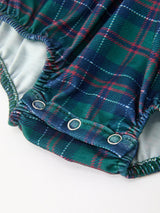 Christmas Baby Boys Plaid Smocked Peter Pan Collar Bubble Romper