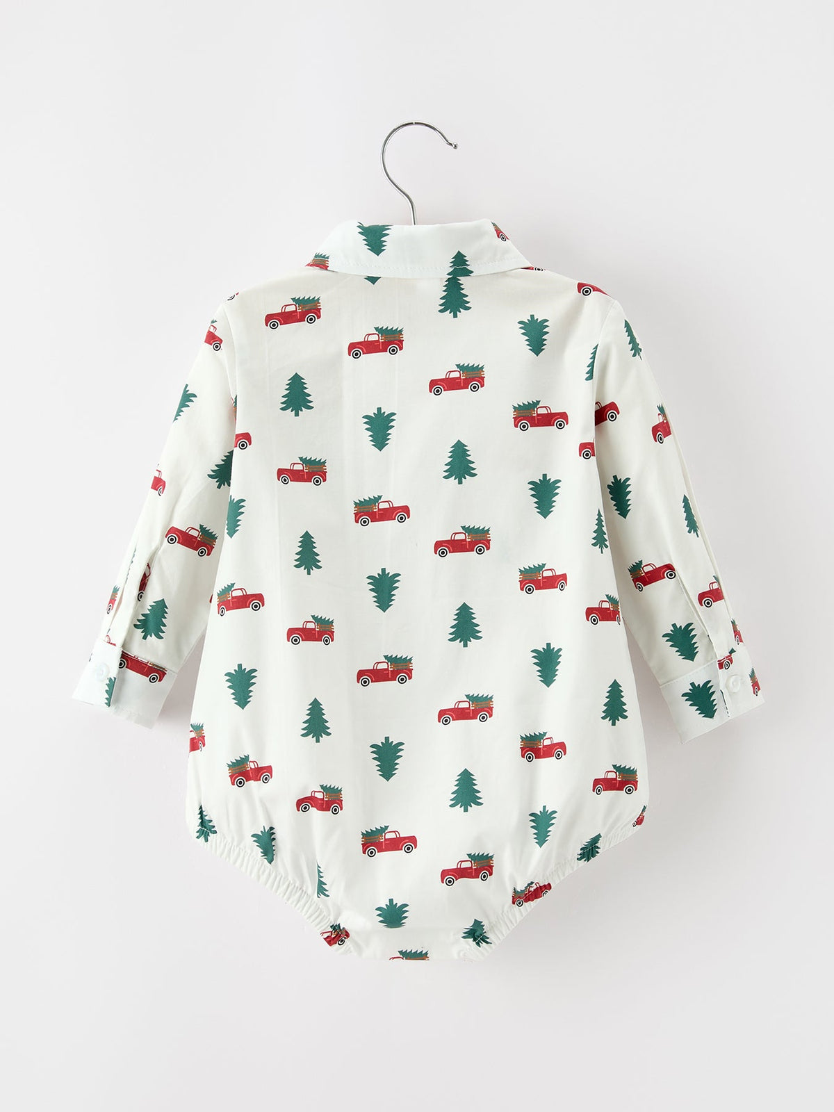 Christmas Baby Boys Christmas Tree Truck Print Long Sleeve Shirt Romper