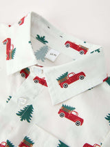 Christmas Baby Boys Christmas Tree Truck Print Long Sleeve Shirt Romper - Rylee Faith Designs - Flyclothing LLC