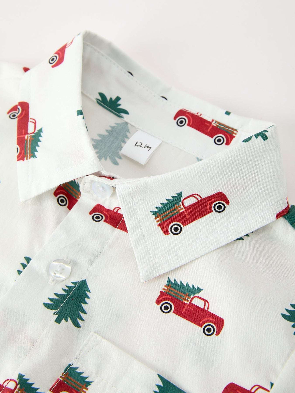 Christmas Baby Boys Christmas Tree Truck Print Long Sleeve Shirt Romper - Rylee Faith Designs - Flyclothing LLC