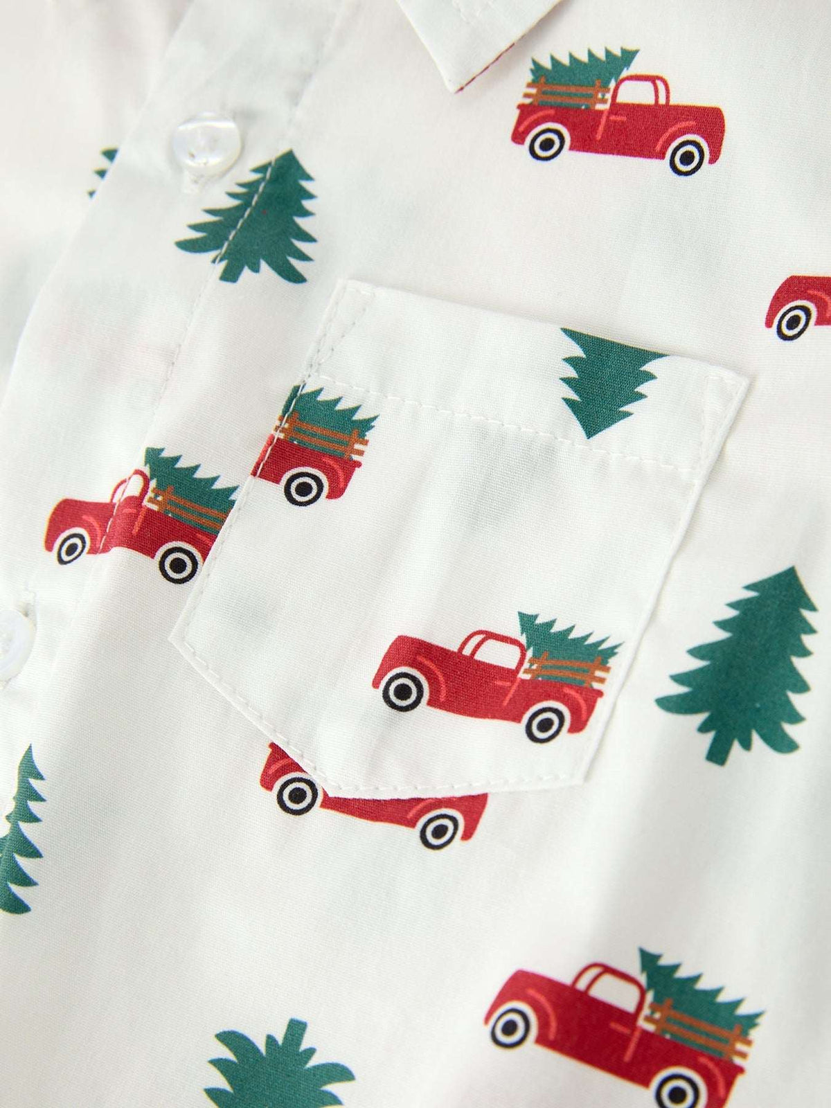 Christmas Baby Boys Christmas Tree Truck Print Long Sleeve Shirt Romper - Rylee Faith Designs - Flyclothing LLC