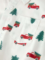 Christmas Baby Boys Christmas Tree Truck Print Long Sleeve Shirt Romper - Rylee Faith Designs - Flyclothing LLC
