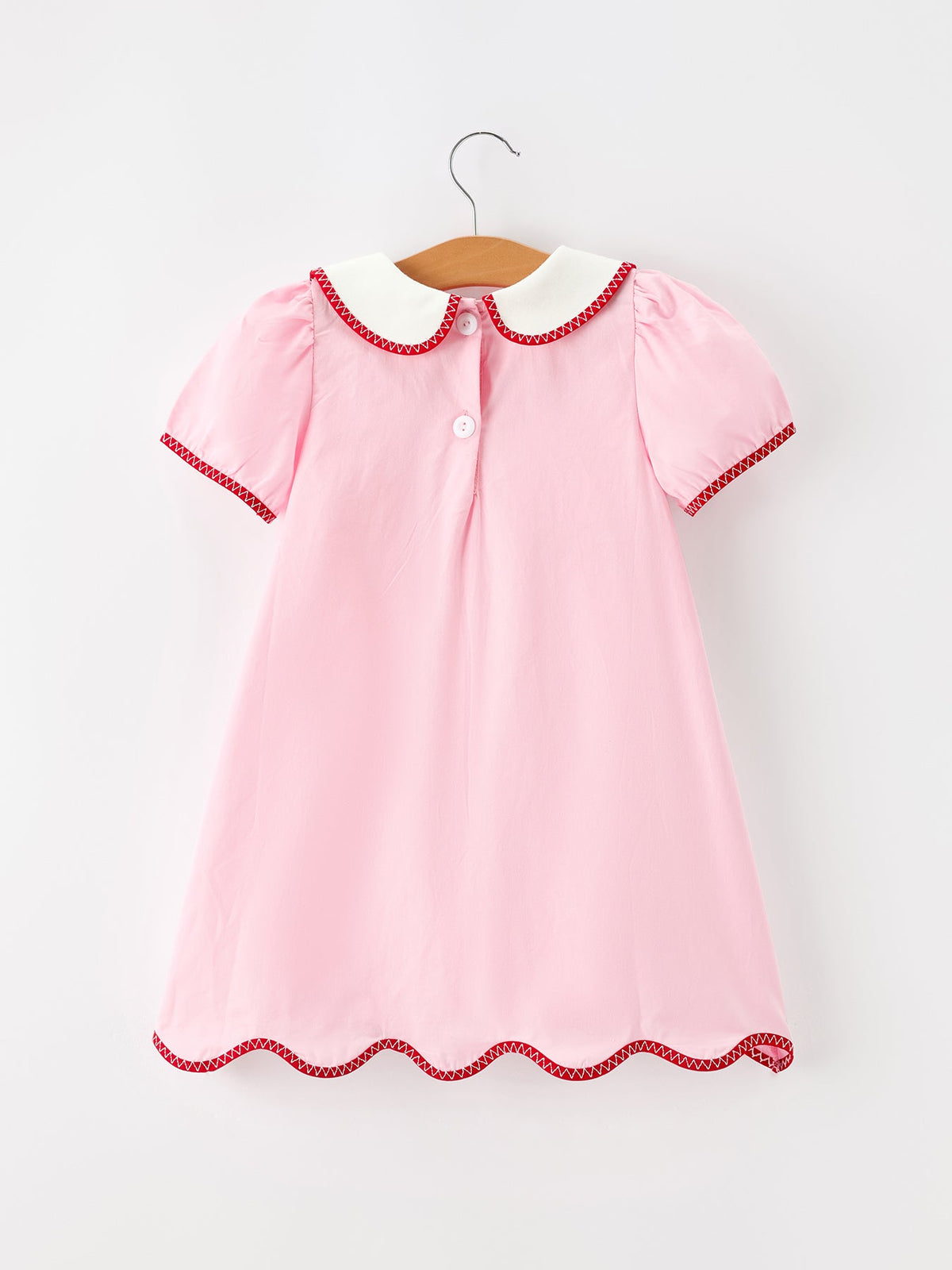Christmas Girls Pink Candy Cane Embroidered Peter Pan Collar Dress - Rylee Faith Designs - Flyclothing LLC