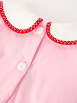 Christmas Girls Pink Candy Cane Embroidered Peter Pan Collar Dress - Rylee Faith Designs - Flyclothing LLC