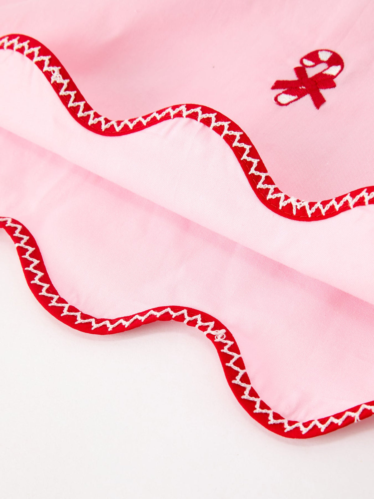 Christmas Girls Pink Candy Cane Embroidered Peter Pan Collar Dress - Rylee Faith Designs - Flyclothing LLC