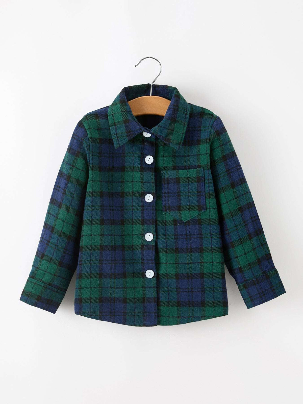 Christmas Boys Green & Navy Plaid Button Down Shirt - Rylee Faith Designs - Flyclothing LLC