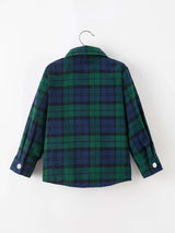 Christmas Boys Green & Navy Plaid Button Down Shirt - Rylee Faith Designs - Flyclothing LLC