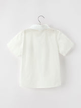 Boys Christmas Tree Embroidered White Short Sleeve Button Down Shirt - Rylee Faith Designs - Flyclothing LLC