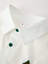 Boys Christmas Tree Embroidered White Short Sleeve Button Down Shirt - Rylee Faith Designs - Flyclothing LLC