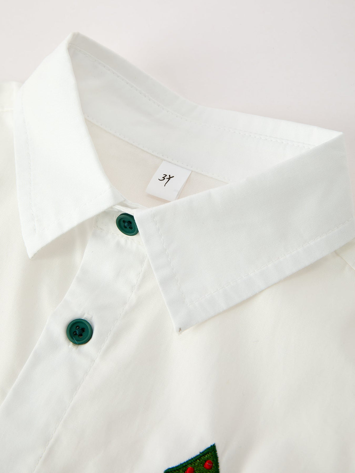 Boys Christmas Tree Embroidered White Short Sleeve Button Down Shirt - Rylee Faith Designs - Flyclothing LLC