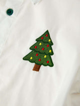 Boys Christmas Tree Embroidered White Short Sleeve Button Down Shirt - Rylee Faith Designs - Flyclothing LLC
