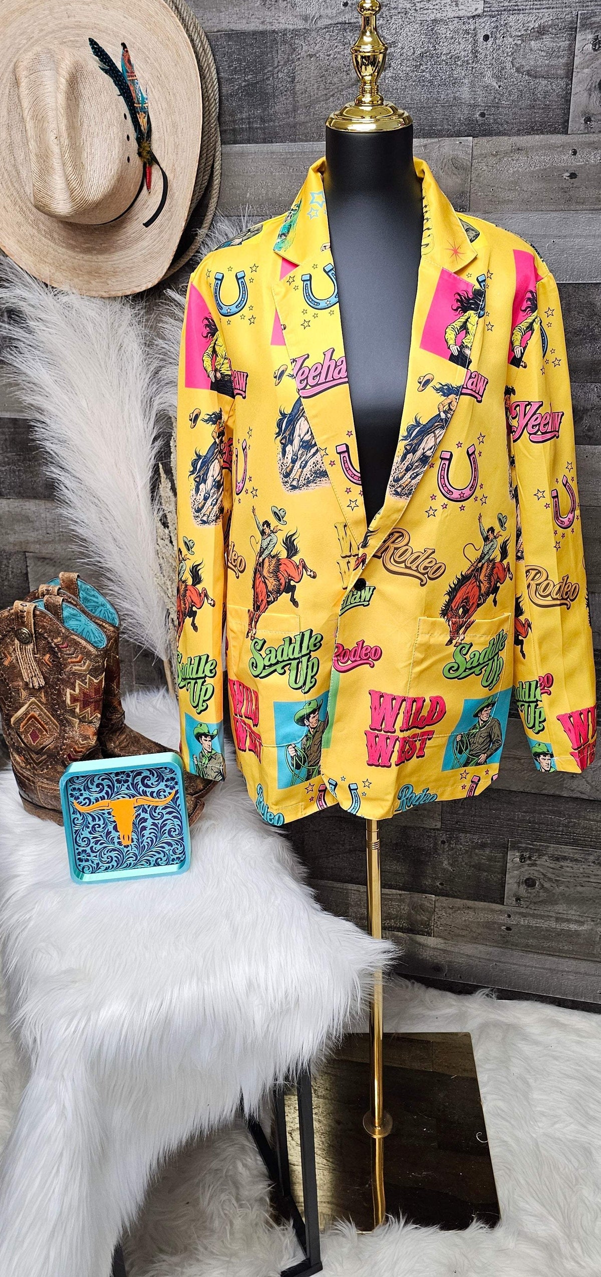 Baha Ranch The Last Roundup Blazer in Mustard - Baha Ranch Western Wear - Flyclothing LLC
