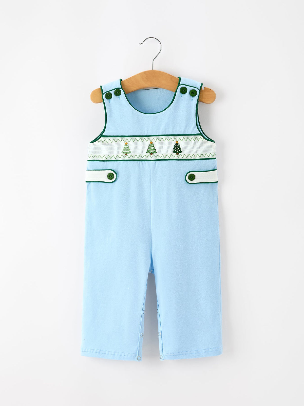 Christmas Boys Blue Christmas Tree Embroidered JonJon - Rylee Faith Designs - Flyclothing LLC