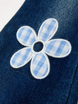 FALL Girls Floral Appliqué Denim Bell Bottom Jeans