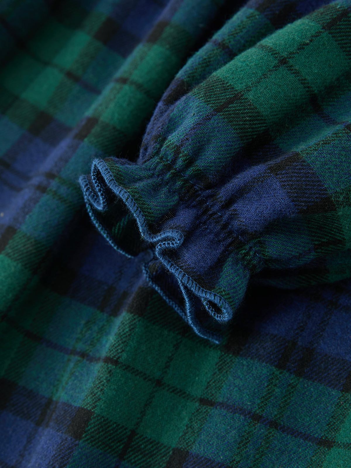 Christmas Girls Green & Navy Plaid Embroidered Collar Dress - Rylee Faith Designs - Flyclothing LLC