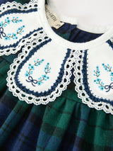 Christmas Girls Green & Navy Plaid Embroidered Bloomer Set - Rylee Faith Designs - Flyclothing LLC