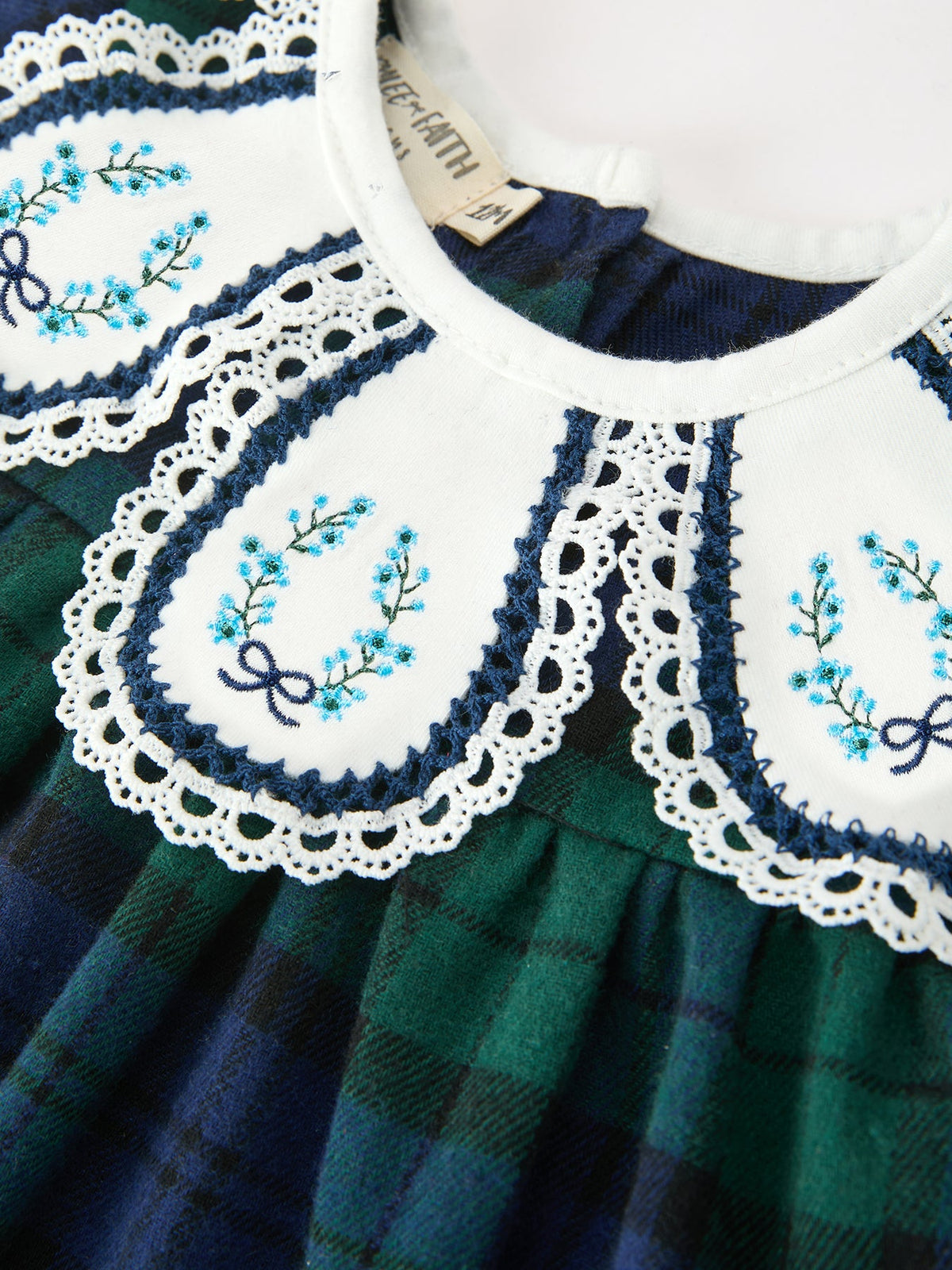 Christmas Girls Green & Navy Plaid Embroidered Bloomer Set - Rylee Faith Designs - Flyclothing LLC