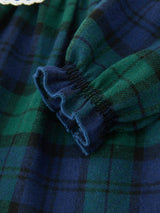 Christmas Girls Green & Navy Plaid Embroidered Bloomer Set - Rylee Faith Designs - Flyclothing LLC