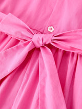FALL Girls Hot Pink Floral Embroidered Smocked Dress