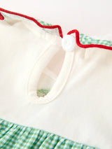 Baby Girls Christmas Green Plaid Embroidered Dress Top & Bloomer Set - Rylee Faith Designs - Flyclothing LLC