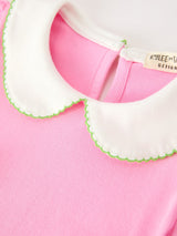 Girls Christmas Pink Bow & Christmas Tree Peter Pan Collar Dress - Rylee Faith Designs - Flyclothing LLC