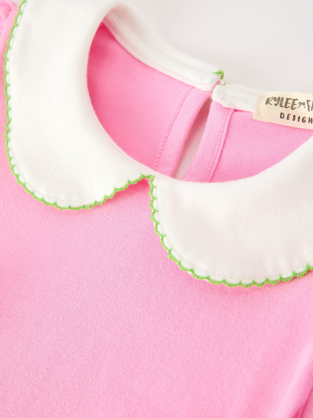 Girls Christmas Pink Bow & Christmas Tree Peter Pan Collar Dress - Rylee Faith Designs - Flyclothing LLC