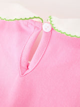Girls Christmas Pink Bow & Christmas Tree Peter Pan Collar Dress - Rylee Faith Designs - Flyclothing LLC