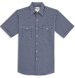 Men's Ely Cattleman Short Sleeve Plaid Western Snap Shirt- Brown & Navy - Ely Cattleman